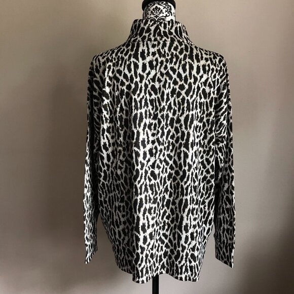 LOFT Plus Animal Spotted Mock Neck Top - Black Tan - Size 14 Plus - Picture 5 of 7